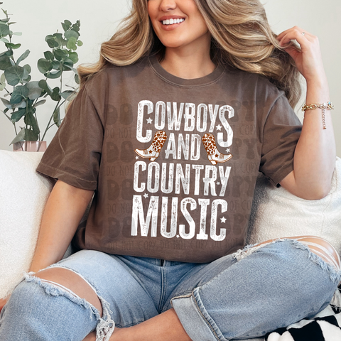 *PRE-ORDER* COWBOYS AND COUNTRY MUSIC (white words) COMFORT COLORS TEE- YOU CHOOSE COLOR